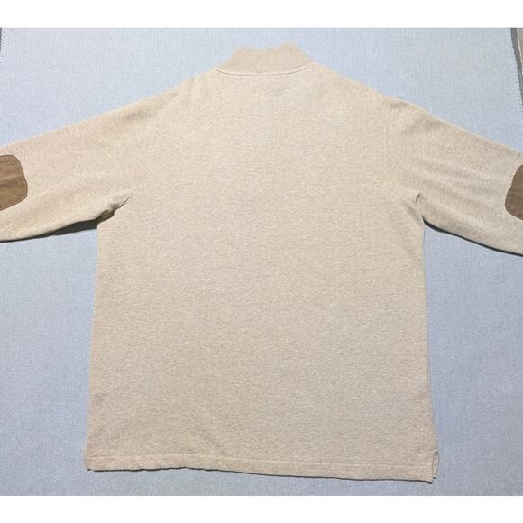 Woolrich Men’s XL 1/4 Zip Pullover Beige Sweatshirt Elbow Patches Cotton Blend - Picture 3 of 11